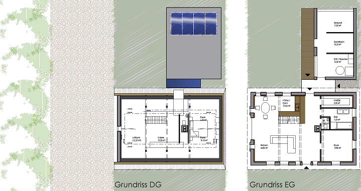 Grundriss Dach- und Erdgeschoss (Planung)